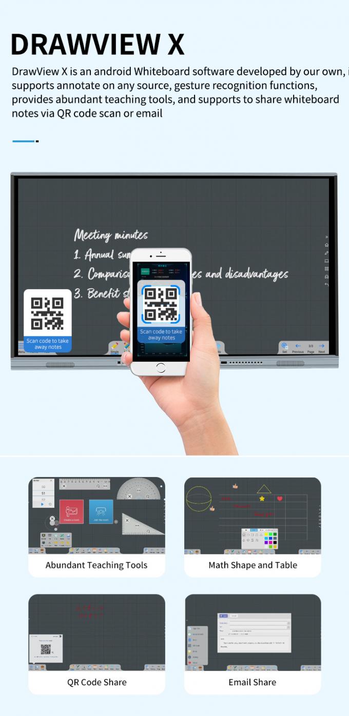 Iboard Novo Produto 98 " 4K Smart Display Interativo Painel Flat Display Grande Tamanho Touch Screen Monitor para Sala de Reuniões 6