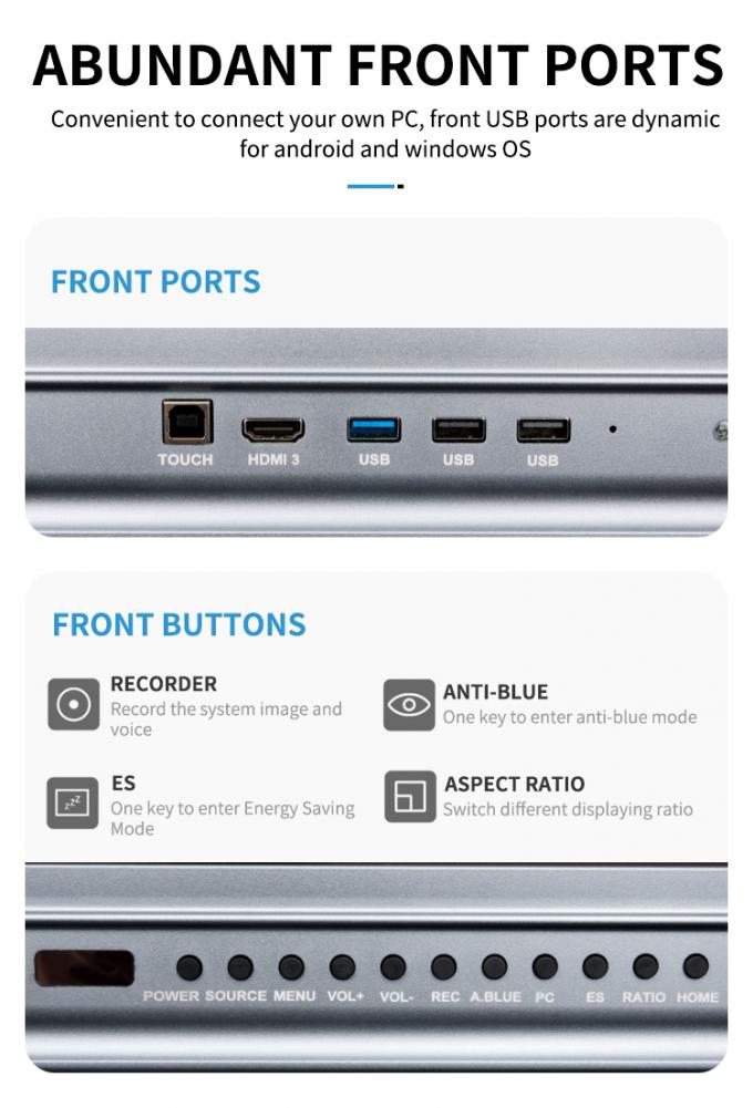 Iboard Novo Produto 98 " 4K Smart Display Interativo Painel Flat Display Grande Tamanho Touch Screen Monitor para Sala de Reuniões 7