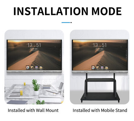 Monitor Interativo Touch Screen de 75 Polegadas com 20/40 Pontos de Toque e Toque Infravermelho para Ensino Escolar e Reuniões de Escritório