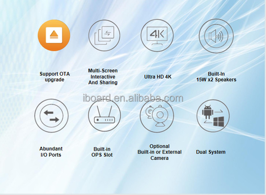 Painel interativo Led Smart Board de 86 polegadas Moldura de liga de alumínio 4K 350cd/m² Toque infravermelho
