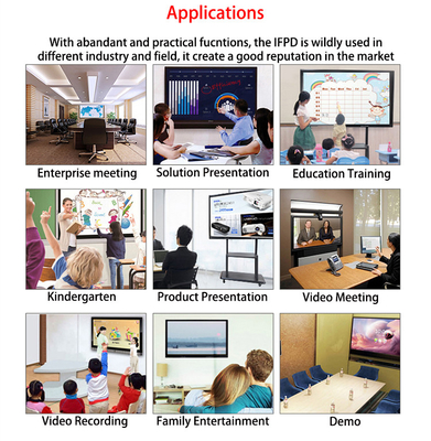 Educação de aprendizagem colaborativa Display interativo de painel plano com sensor de luz de suporte Velocidade do cursor 100 pontos/s