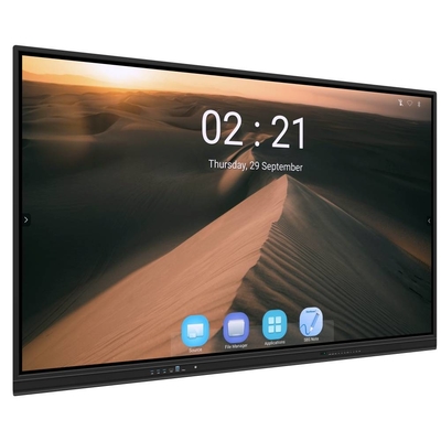 Android 13 IR Interativo Whiteboard Finger Touch 65 75 86 polegadas 4K Smart Panel Display com wifi RJ45 compartilhamento sem fio de pad / telefone / laptop para reuniões de escritório da escola
