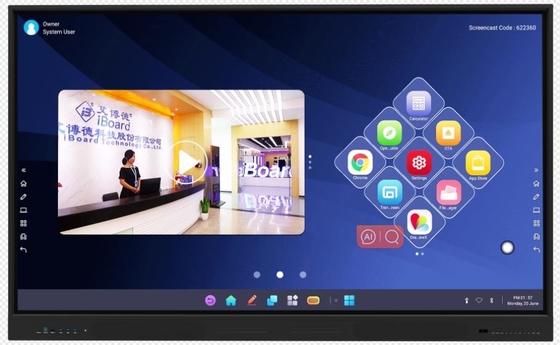 350cd/M2 tela plano interativo Whiteboard 75 polegadas para a educação de ensino com atalhos