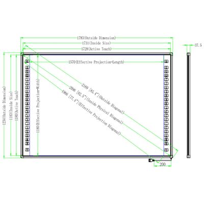 85 polegadas Tabuleiro Interativo 10 Pontos Pontos de Toque Para Reuniões Treinamento Ensino Escolar
