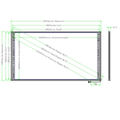 90 Inch Interactive Whiteboard Infrarroxo Touch aço nano Superfície Alumínio Frame de liga