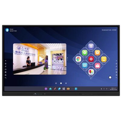 65 75 86 98 polegadas LCD Smart Board Interativo 4mm vidro temperado Android Windows 10/11 Pro Touch Finger Smart Monitor