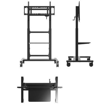 Suporte interativo de quadro branco com altura ajustável com capacidade de carga de 100 kg e rodas de freio de 360 ° para TVs de 55-86 polegadas