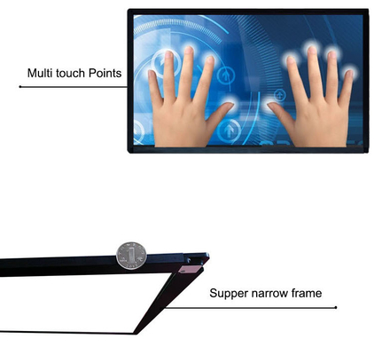 55 65 75 polegadas Infravermelho Touch Frame com Usb vidro temperado para televisão Smart Monitor Kiosk
