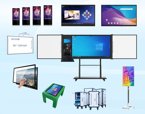 Painel plano interativo 4K Ultra HD com 20 pontos de toque e alto-falantes embutidos para educação