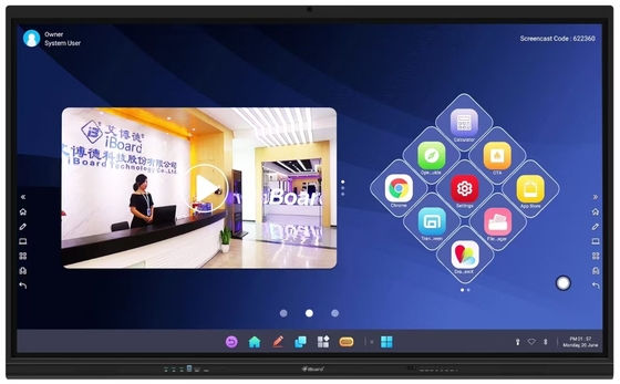 Multi-Touch Screen Stylus suporte a 20 pontos de toque Microfone embutido com espelhamento de tela Whiteboard interativo Android OS