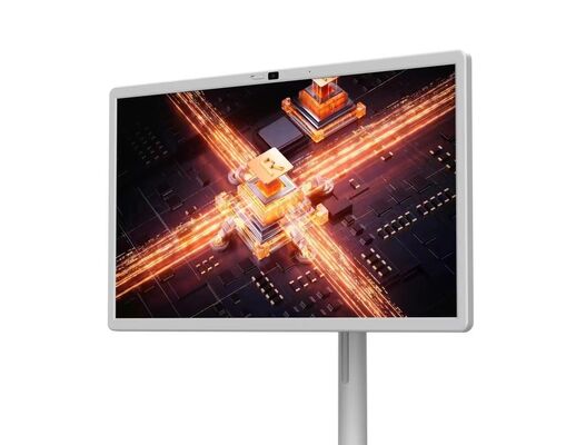 Venda de fábrica 32 polegadas branco carregável KTV restaurante mostrando sala de palco touch Android painéis tablet com rodas móveis uma câmera e alto-falantes