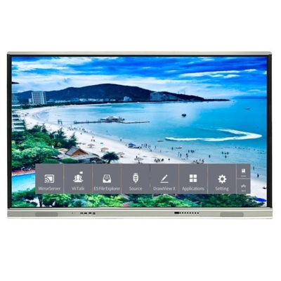 4K Resolução Interativo Painel Flat 350 Brilho Alto Brilho E 15W * 2 alto-falantes Android 13 Tabuleiro Interativo Para Educação Escolar E Reunião