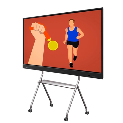 LED Interactive Whiteboard 86 98 110 Inch Android 13 14 LCD Smart Board Resposta 5-8 Ms software de reunião compatível com câmera e microfone e suporte móvel