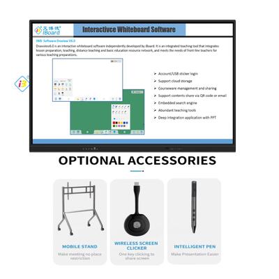 2026 Novidades Resolução 4K UHD Android 13/14 OS Quadro Interativo com 50 Pontos de Toque Smart Board para Ensino e Reuniões