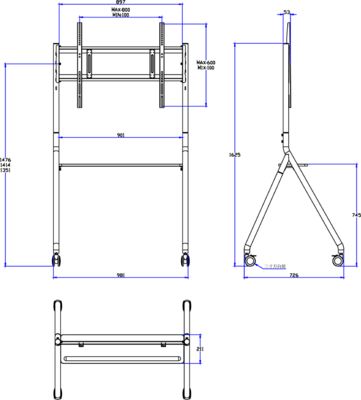 Novo Suporte para Lousa Interativa Móvel de 42 a 75 Polegadas, Monitor de TV, Suporte Móvel Elevatório, Capacidade Máxima 60KG, Rodas Potentes, Fácil Movimentação para lousa interativa e suporte móvel