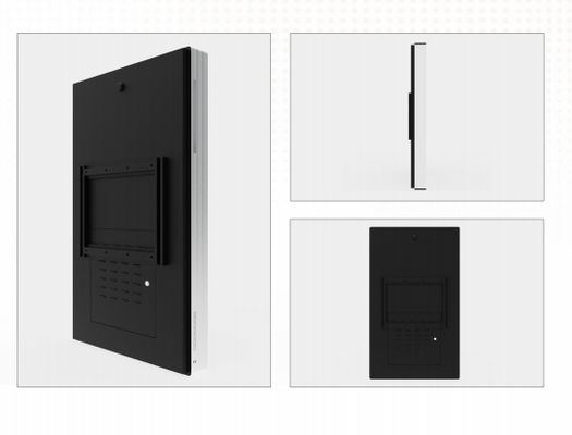 Quiosque de tela sensível ao toque infravermelha montado na parede de 65 polegadas com resolução 4K e alto-falantes embutidos