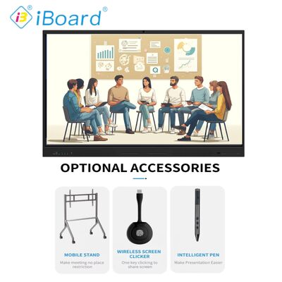 VESA Standard Wall Mount Interactive Flat Panel com vidro temperado de 4 mm e microfone de 6 matrizes embutido para alta capacidade de resposta