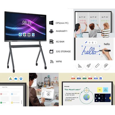 VESA Standard Wall Mount Interactive Flat Panel com vidro temperado de 4 mm e microfone de 6 matrizes embutido para alta capacidade de resposta