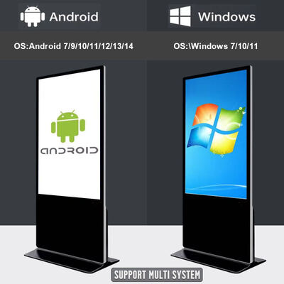 43 55 65 75 polegadas Indoor Capacitive Touch Screen Piso Standing Digital Signage 4K Commercial Display de Publicidade Interativa