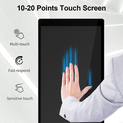 43 55 65 75 polegadas Indoor Capacitive Touch Screen Piso Standing Digital Signage 4K Commercial Display de Publicidade Interativa