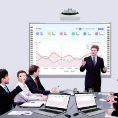 Quadro Interativo Tudo em Um de 75 Polegadas com Tecnologia Infravermelha e Tela Sensível ao Toque Capacitiva de 20 Pontos