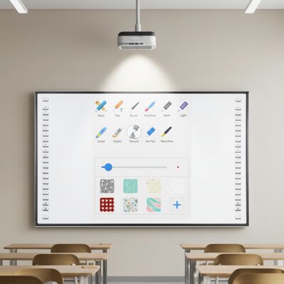 Quadro Interativo Tudo em Um de 75 Polegadas com Tecnologia Infravermelha e Tela Sensível ao Toque Capacitiva de 20 Pontos