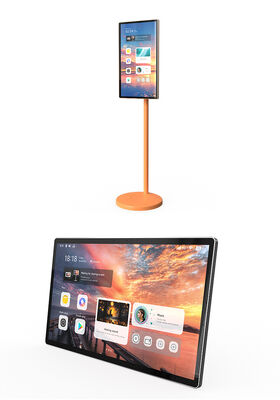 Mesa de toque preta com tela sensível ao toque de capacidade que oferece soluções versáteis para colaboração e interação digital