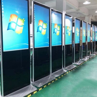 43 55 65 75 polegadas Indoor Capacitive Touch Screen Piso Standing Digital Signage 4K Commercial Display de Publicidade Interativa