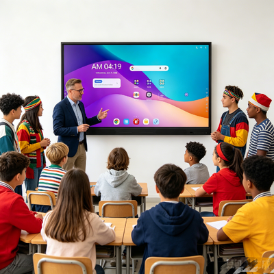 Display interativo Android 16 para reuniões escolares