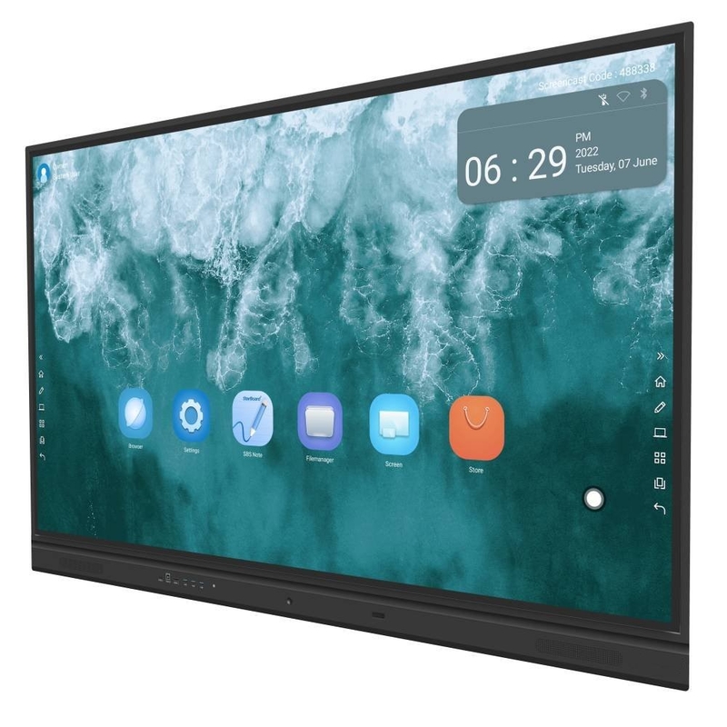 IBoard 75-TE-QS para a Bulgária 400cd/m2 câmera de 48MP e 8 Mic integrados com Android 13 4+32G RAM e armazenamento para escolas