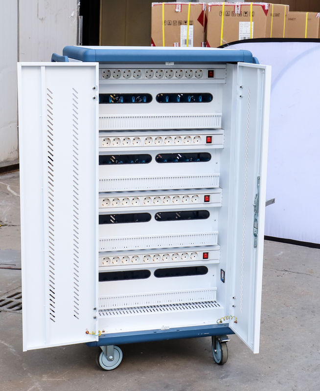 CE AC Carregamento DC Carregamento e USB Tipo-A Tipo-C Armazenamento em cofre Ipad Carrinho de carregamento Cabine de carregamento móvel com rodas