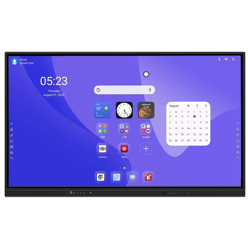Painel Flat Interativo Android 14 8+128G 50 pontos de toque Whiteboard software de linguagem OEM para reunião educação escolar