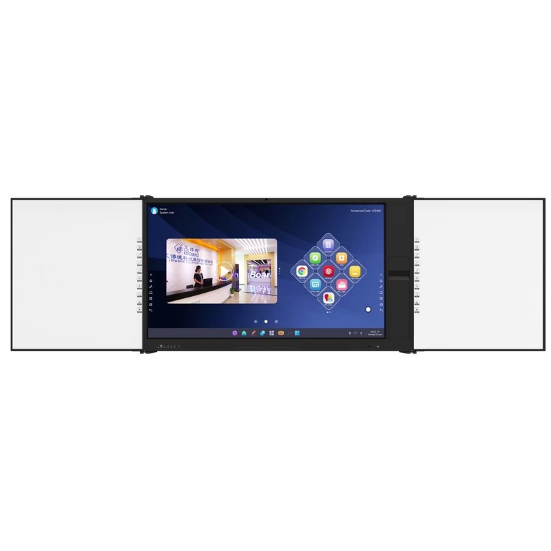 Tabuleiro inteligente de dois lados preto verde com painel de toque Android de 75 86 polegadas Tabuleiro com câmera mic Scanner de documentos móvel Stand para educação escolar de escritório