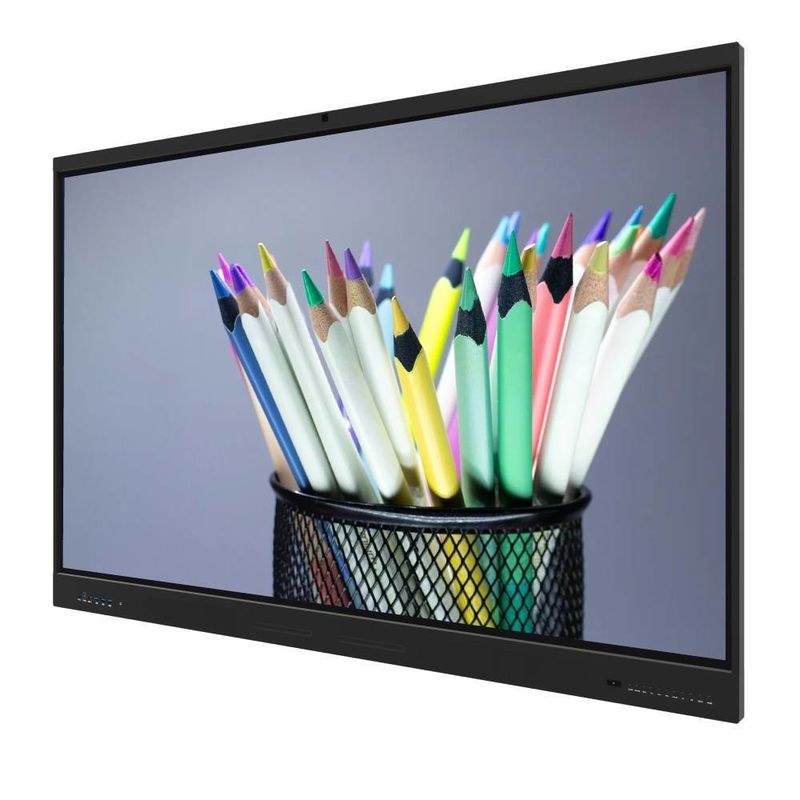 Quadro Interativo LCD 75 Polegadas IFP Android 14 8+128G Câmera Microfone Alto-falante Sensor de Luz Wifi Infravermelho 50 Pontos de Toque Para Escola Ensino Online Escritório Zoom Teams Meeting