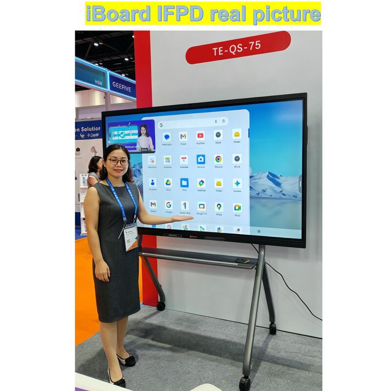 Painel Interativo Popular de 55 Polegadas com Resolução 4K, Smart Touch e Novo Sistema Android para Equipamentos de Sala de Aula e Reuniões de Escritório
