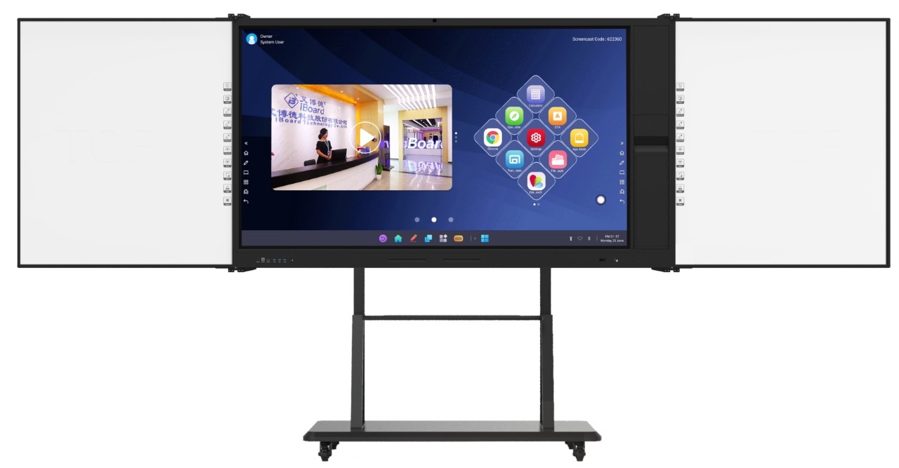 Quadro Negro Interconectado Gravável Lado a Lado Quadro Branco Inteligente para Sala de Aula