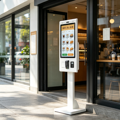 Quiosque de encomenda de autoatendimento com sensor QR e impressora de recibos